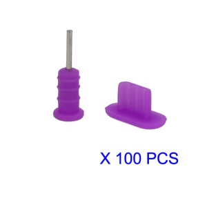100 Pairs/Lot Anti-dust Earphone Plug and Dock Stopper for iPhone 5 - Purple