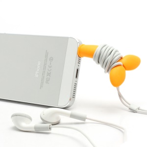 Whale Tail Silicone Anti-Dust Earphone Plug Cable Winder for Devices with Standard 3.5mm Jack - Orange