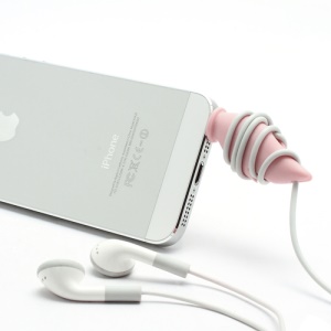 Fox Tail Silicone Earphone Plug + Cable Cord Winder for Devices with Standard 3.5mm Jack - Pink