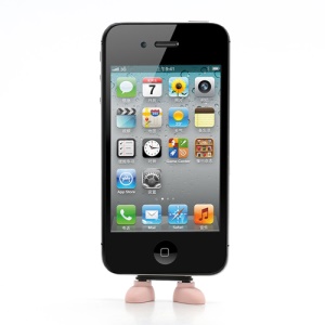 Lovely Shoes Silicone PC Anti Dust Charger Port Plug + Stand Function  for iPhone 4 4S - Pink