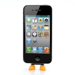 Lovely Shoes Silicone PC Anti Dust Charger Port Plug + Stand Function  for iPhone 4 4S - Orange