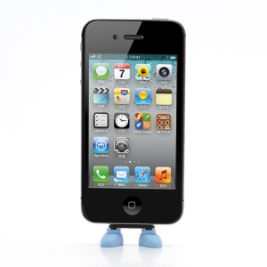 Lovely Shoes Silicone PC Anti Dust Charger Port Plug + Stand Function  for iPhone 4 4S - Blue