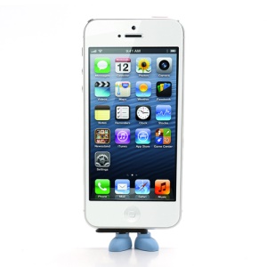 Shoes Design Silicone Anti Dust Earphone Jack Plug + Dock Stopper w/ Stand for iPhone 5 - Blue