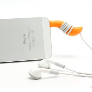 Tail Line Silicone Dust Plug Earphone Jack Plug Cable Winder for Devices with Standard 3.5mm Jack - Orange