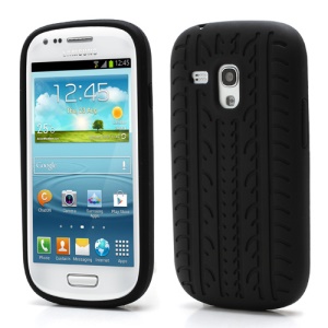 Anti-slip Tyre Tread Soft Silicone Gel Case for Samsung Galaxy S III / 3 Mini I8190 - Black