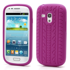 Anti-slip Tyre Tread Soft Silicone Gel Case for Samsung Galaxy S III / 3 Mini I8190 - Rose