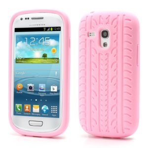 Anti-slip Tyre Tread Soft Silicone Gel Case for Samsung Galaxy S III / 3 Mini I8190 - Pink