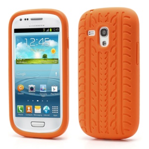 Anti-slip Tyre Tread Soft Silicone Gel Case for Samsung Galaxy S III / 3 Mini I8190 - Orange