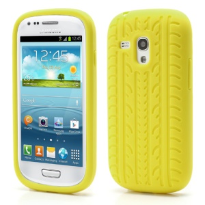 Anti-slip Tyre Tread Soft Silicone Gel Case for Samsung Galaxy S III / 3 Mini I8190 - Yellow