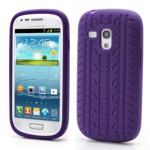 Anti-slip Tyre Tread Soft Silicone Gel Case for Samsung Galaxy S III / 3 Mini I8190 - Purple