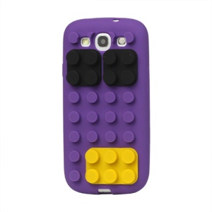 Building Block Silicone Case Cover for Samsung Galaxy S 3 / III I9300 I747 L710 T999 I535 R530 - Purple