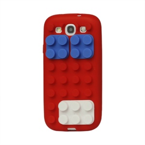 Building Block Silicone Case Cover for Samsung Galaxy S 3 / III I9300 I747 L710 T999 I535 R530 - Red