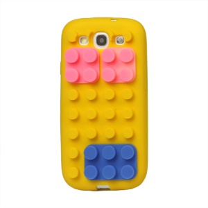Building Block Silicone Case Cover for Samsung Galaxy S 3 / III I9300 I747 L710 T999 I535 R530 - Yellow