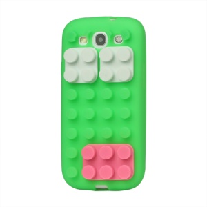 Building Block Silicone Case Cover for Samsung Galaxy S 3 / III I9300 I747 L710 T999 I535 R530 - Green