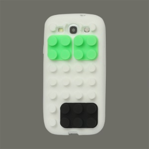 Building Block Silicone Case Cover for Samsung Galaxy S 3 / III I9300 I747 L710 T999 I535 R530 - White