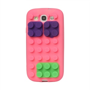 Building Block Silicone Case Cover for Samsung Galaxy S 3 / III I9300 I747 L710 T999 I535 R530 - Pink