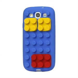 Building Block Silicone Case Cover for Samsung Galaxy S 3 / III I9300 I747 L710 T999 I535 R530 - Dark Blue