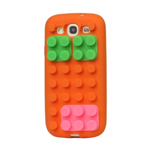 Building Block Silicone Case Cover for Samsung Galaxy S 3 / III I9300 I747 L710 T999 I535 R530 - Orange