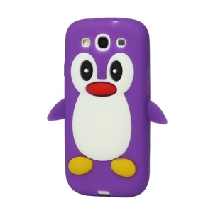 Lovely Penguin Silicone Case for Samsung Galaxy S 3 / III I9300 I747 L710 T999 I535 R530 - Purple