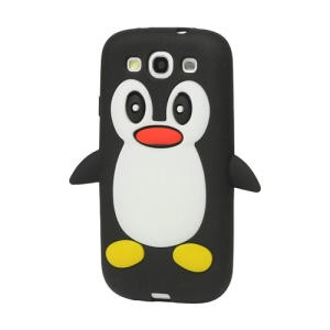 Lovely Penguin Silicone Case for Samsung Galaxy S 3 / III I9300 I747 L710 T999 I535 R530 - Black