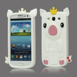 Cute Pig Silicone Back Case for Samsung Galaxy S 3 / III I9300 I747 L710 T999 I535 R530 - White