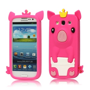 Cute Pig Silicone Back Case for Samsung Galaxy S 3 / III I9300 I747 L710 T999 I535 R530 - Rose