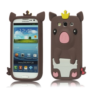 Cute Pig Silicone Back Case for Samsung Galaxy S 3 / III I9300 I747 L710 T999 I535 R530 - Brown