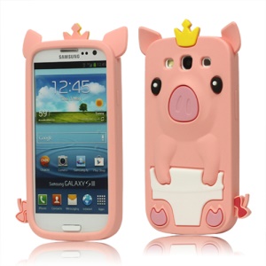 Cute Pig Silicone Back Case for Samsung Galaxy S 3 / III I9300 I747 L710 T999 I535 R530 - Pink