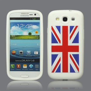 Union Jack Flag Silicone Case for Samsung Galaxy S 3 / III I9300 I747 L710 T999 I535 R530 - White