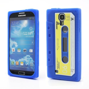 Retro Cassette Tape Silicone Case for Samsung Galaxy S IV S4 i9500 i9505 - Dark Blue