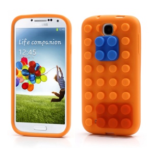 Building Block Silicone Case Cover for Samsung Galaxy S IV S4 i9500 i9505 - Orange