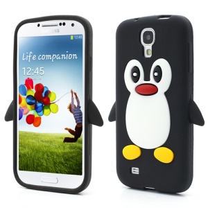 Soft 3D Penguin Silicone Case Cover for Samsung Galaxy S IV 4 i9500 i9505 - Black