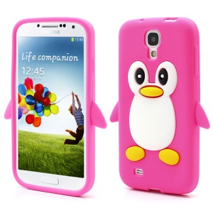 Soft 3D Penguin Silicone Case Cover for Samsung Galaxy S IV S4 i9500 i9505 - Rose