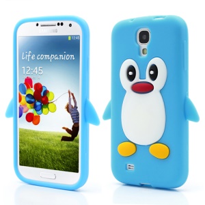 Soft 3D Penguin Silicone Back Case for Samsung Galaxy S IV S4 i9500 i9505 - Baby Blue