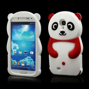 Likable Panda Silicone Cover Case for Samsung Galaxy S IV S 4 i9500 i9502 i9505 - Red