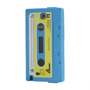 Cassette Tape Soft Silicone Cover Jelly Case for Samsung Galaxy Note 2 / II N7100 - Light Blue
