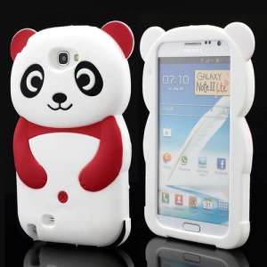 Cute 3D Panda Silicone Protective Case for for Samsung Galaxy Note 2 / II N7100 - Red