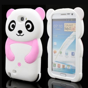 Cute 3D Panda Silicone Protective Case for for Samsung Galaxy Note 2 / II N7100 - Pink