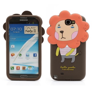 HelloGreeks Silicone Case Cover for Samsung Galaxy Note 2 II N7100 - Lazy Lion Rao
