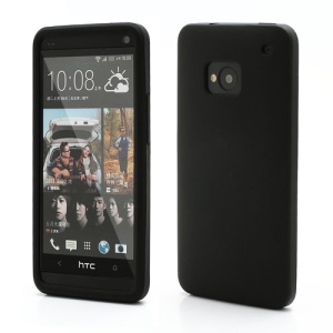 Rubberized Flexible Silicone Case Cover for HTC One M7 801e - Black