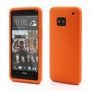 Rubberized Flexible Soft Silicone Case Shield for HTC One M7 801e - Orange