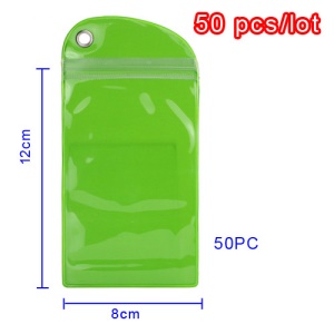 50pcs/lot Plastic Zip-lock Waterproof Packaging Bag with Hang Hole, Size: 12 x 8cm - Green