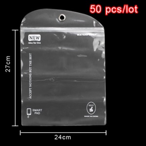 50pcs/lot Plastic Zip-lock Waterproof Packaging Bag with Hang Hole for iPad 2 3 4 Samsung Galaxy Tab Tablet PC Cases, Size: 27 x 24cm