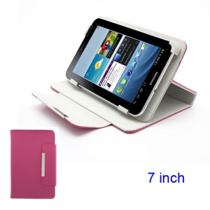 Universal Magnetic Leather Stand Case Cover for 7-inch Tablet PC MID PDA - Rose