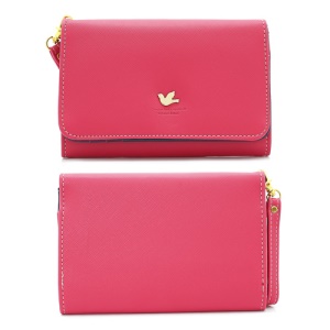 Cross Grain Squirrel Clutch Wallet Purse Pouch for Samsung Galaxy Note 2 N7100 / N7000 i9220 - Rose