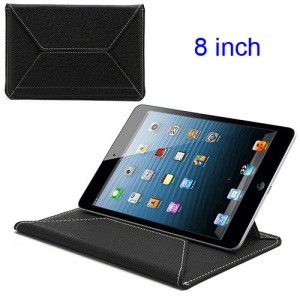 Univeral Envelope Style Leather Case Pouch Stand for 8-inch Tablet PCs, Size: 24.5 x 16.8cm - Black