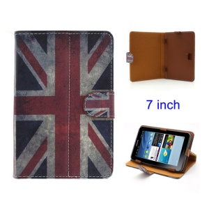 7-inch Tablet PC MID PDA Universal Magnetic Vintage Union Jack Flag Leather Case w/ Stand