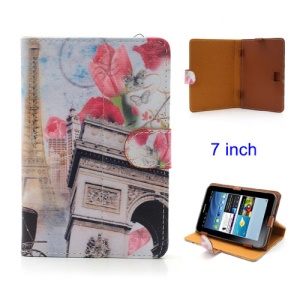 Universal Occidental Building Scenery Magnetic Leather Stand Case Cover for 7-inch Tablet PC MID PDA