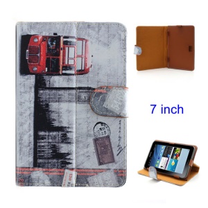 Retro Big Ben & Red Bus Universal Magnetic Leather Stand Cover for 7-inch Tablet PC MID PDA