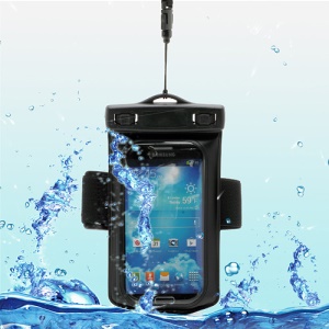 Premium Waterproof Bag Case with Armband &amp; Necklace for Samsung Galaxy S4 I9500 / S3 i9300 (Size:150x90mm) - Black